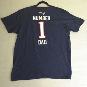 Majestic New England Patriots Shirt Mens # 1 DAD T Shirt Navy Blue